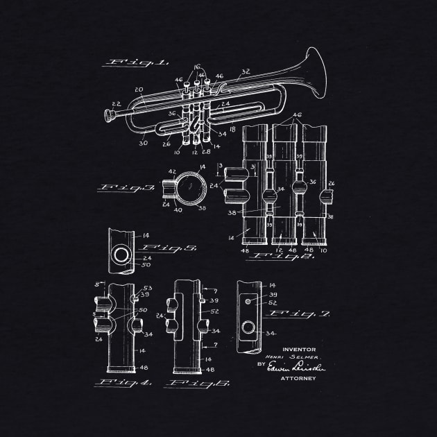 musical instrument Vintage Patent Drawing by TheYoungDesigns